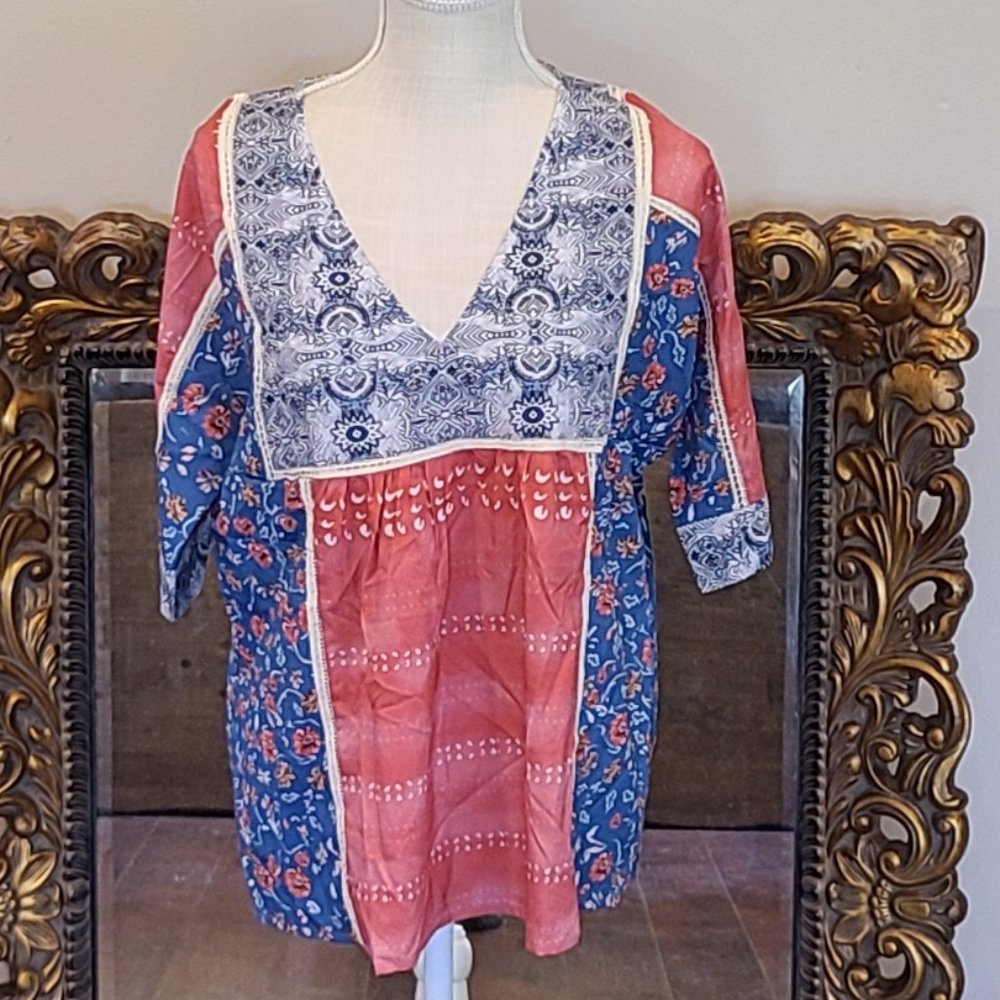 Made with love Patterned Colorful Blouse Size L